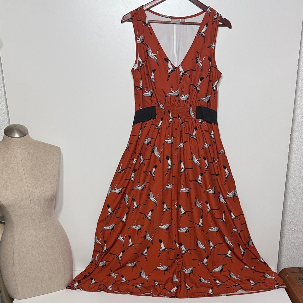 eShakti Japanese Crane Print Dress